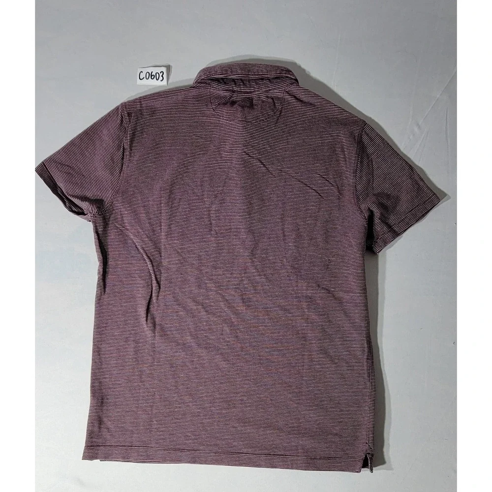 Banana‎ Republic Mens Wicking Pique Polo Shirt Maroon Stripe Short Sleeve Size M